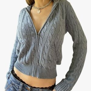 Gray Cable Knit Women's Sweater